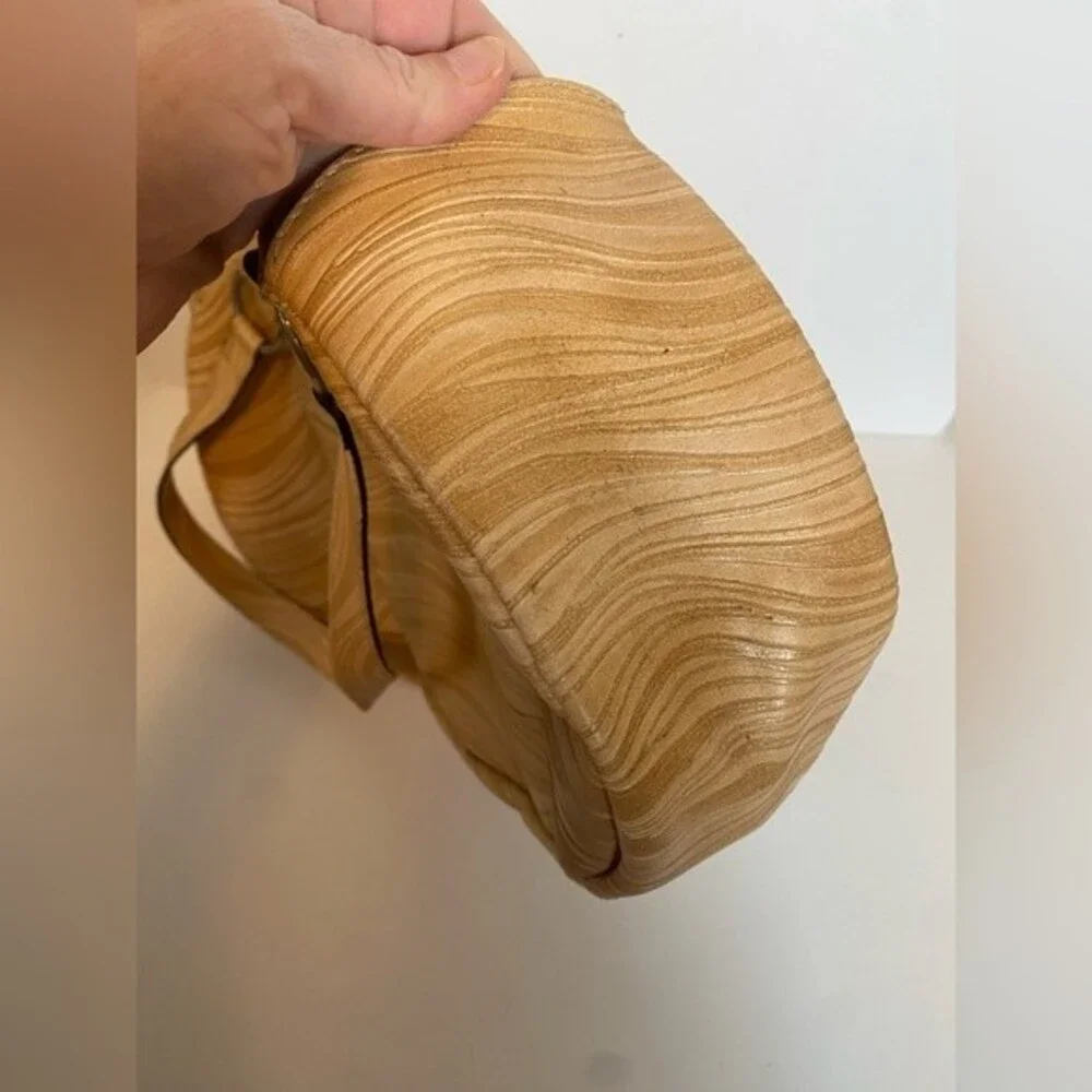 Abaco Paris Textured Tan Oval Shoulder Bag